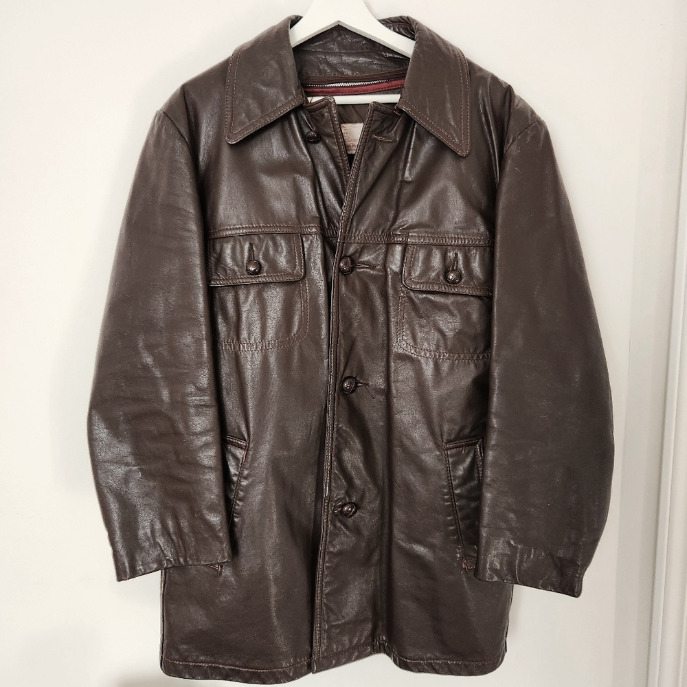 Vintage Sears Leather Jacket w/ Removable Down Vest Liner – Men’s 40